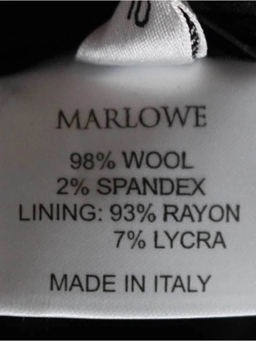 Marlowe Black Wool Women’s Trouser Pants Size 10 Made in Italy - Picture 6 of 7